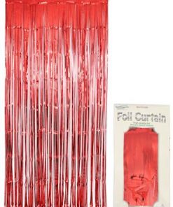 Foil Door Curtain Metallic Red