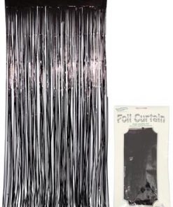 Foil Door Curtain Metallic Black