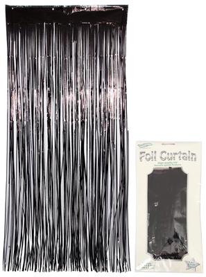 Foil Door Curtain Metallic Black
