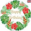 White Tropical Happy Birthday Foil
