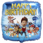 17" Square Paw Patrol Happy Birthday Foil Balloon
