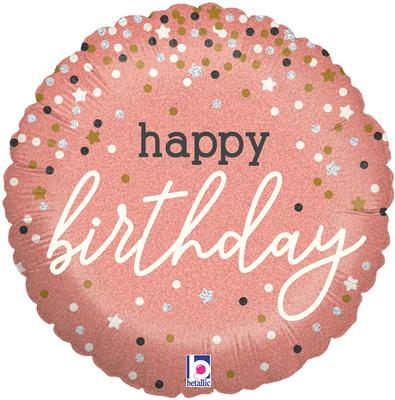 Rose Gold Confetti Birthday Holographic Foil