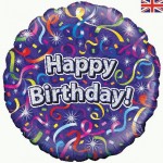 18" Happy Birthday Streamers Foil Balloon
