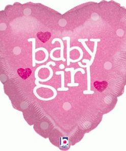 18" Baby Girl Heart Heart Holographic Foil