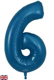 34inch Number 6 Metallic Navy Blue